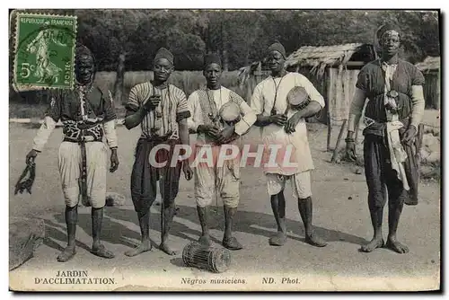 Cartes postales Negre Homme noir Paris Jardin d&#39acclimatation Megros musiciens