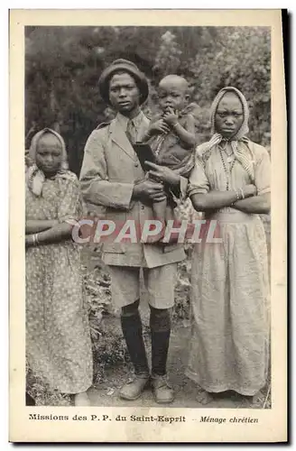 Cartes postales Negre Homme noir Missions des PP du Saint Esprit Menage chretien