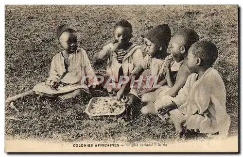 Cartes postales Negre Enfant noir Colonies Africaines Le plat national Le riz