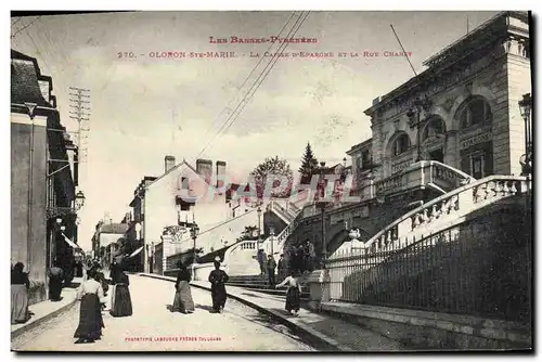 Cartes postales Banque Oloron Sainte Marie La Caisse d&#39Epargne et la rue Chanzy