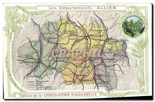 Ansichtskarte AK Cartes geographiques Allier Chocolaterie d&#39Aiguebelle