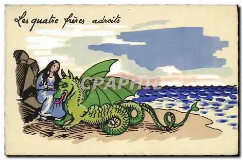 Ansichtskarte AK Fantaisie Illustrateur Les quatre freres adroit Dragon