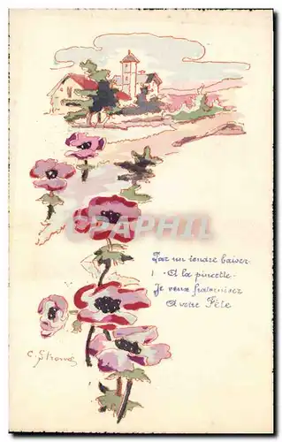 Cartes postales Fantaisie Illustrateur (dessin a la main) Fleurs