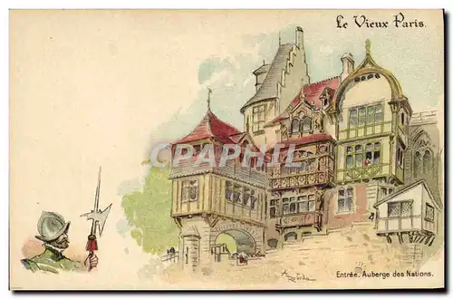 Cartes postales Fantaisie Illustrateur Le Vieux Paris Entree Auberge des Nations