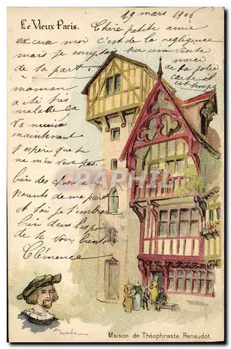 Cartes postales Fantaisie Illustrateur Le Vieux Paris Maison de Theophraste Renaudot