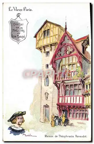 Cartes postales Fantaisie Illustrateur Le Vieux Paris Maison de Theophraste Renaudot