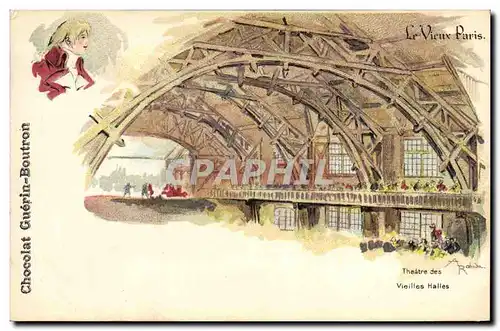 Cartes postales Fantaisie Illustrateur Le Vieux Paris Theatre des Vieilles Halles