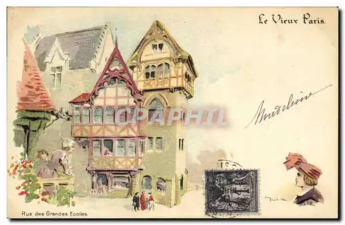 Cartes postales Fantaisie Illustrateur Le Vieux Paris Rue des Grandes Ecoles