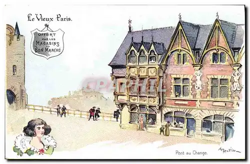 Cartes postales Fantaisie Illustrateur Le Vieux Paris Pont au change