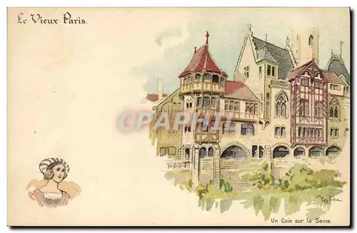 Cartes postales Fantaisie Illustrateur Le Vieux Paris Un coin sur la Seine