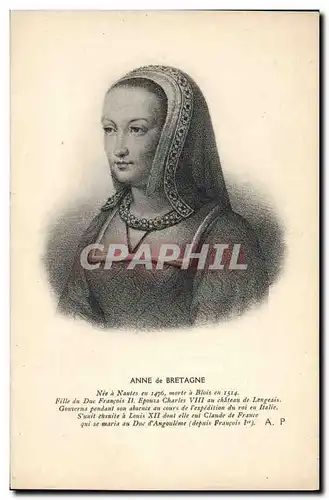 Cartes postales Anne de Bretagne Fille du duc Francois II