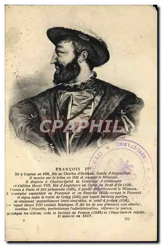 Cartes postales Francois 1er Roi de France Fils de Charles d&#39Orleans