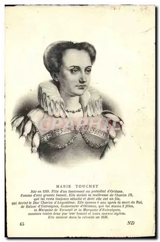 Cartes postales Marie Touchet Fille d&#39un lieutenant au presidial de Charles IX