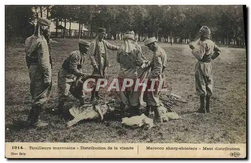 Ansichtskarte AK Militaria Maroc Tirailleurs marocains Distribution de la viande