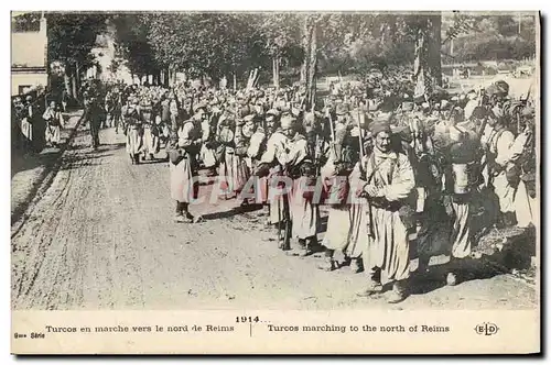 Cartes postales Militaria Turcos en marche vers le nord de Reims