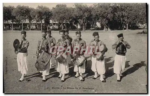 Cartes postales Militaria Blida La Nouba du 1er Tirailleurs