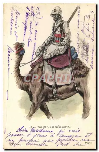 Cartes postales Militaria Tirailleur Mehariste Chameau