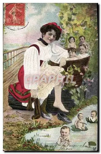 Cartes postales Fantaisie Enfant Bebe Femme