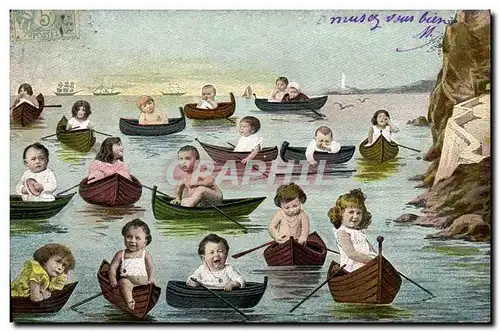 Ansichtskarte AK Fantaisie Enfant Bebe Bateaux Barques