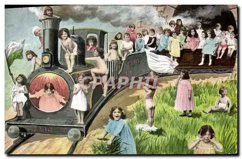 Cartes postales Fantaisie Enfant Bebe Train