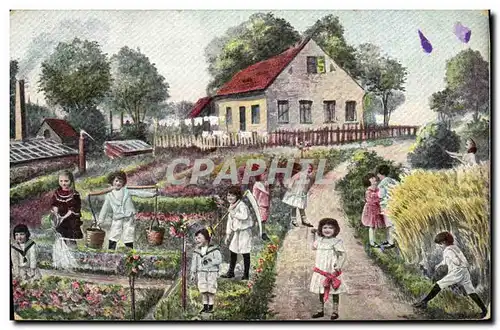 Cartes postales Fantaisie Enfant Bebe Jardinage