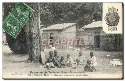 Ansichtskarte AK Homme Noir negre Exposition de Toulouse 1908 Village noir Groupe d&#39enfants senegalais
