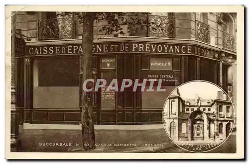 Cartes postales Banque Caisse d&#39Epargne et de Preovyance Paris Avenue Gambetta Paris 20eme Rue Coq Heron