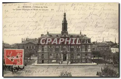 Cartes postales Banque Caisse d&#39Epargne et l&#39Ecole des Garcons Roanne