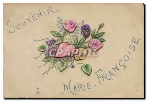 Cartes postales Dessin a la main Fleurs Coeur