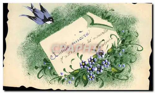 Cartes postales Dessin a la main Fleurs Hirondelle