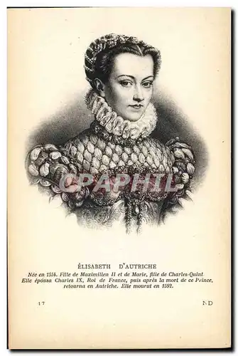 Cartes postales Elisabeth d&#39Autriche MAximilien II Fille de Charles Quint