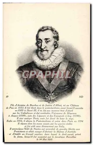 Cartes postales Henri IV Roi de France