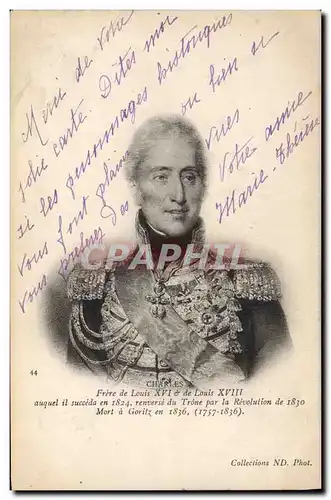 Cartes postales Charles X Fere de Louis XVI et de Louis XVIII