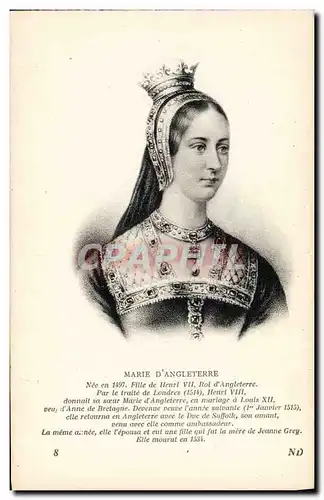 Cartes postales Marie d&#39Angleterre Fille de Henri VIII Roi d&#39Angleterre