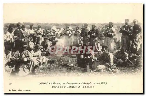 Cartes postales Militaria Oudjda Maroc Occupation d&#39Oudjda Avril 1907 Camp du 2eme Zouaves