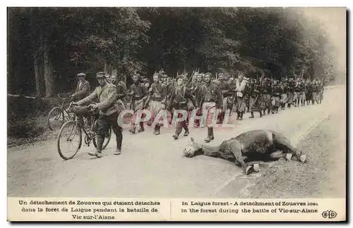 Ansichtskarte AK Militaria Un detachement de zouaves detaches dans la foret de Laigue pendant la bataille de Vic