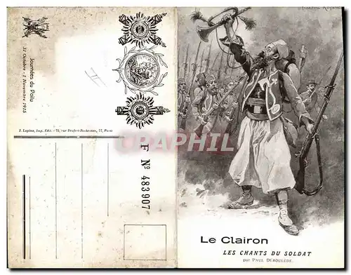 Cartes postales Militaria Le Clairon Les chants du soldat Paul Deroulede