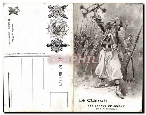 Cartes postales Militaria Le Clairon Les chants du soldat Paul Deroulede