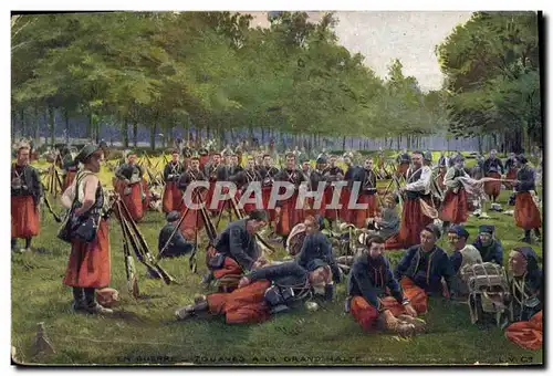 Cartes postales Militaria Zouaves a la grand halte