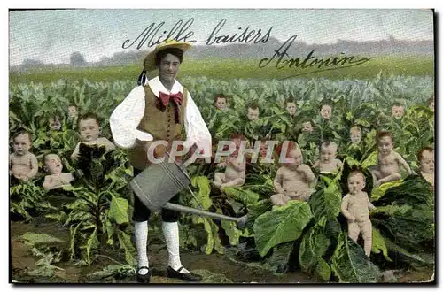 Cartes postales Fantaisie Enfant Bebe Homme Jardinier