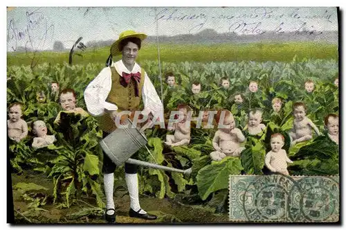 Cartes postales Fantaisie Enfant Bebe Homme Jardinier