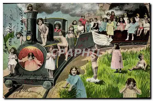 Cartes postales Fantaisie Enfant Bebe Train