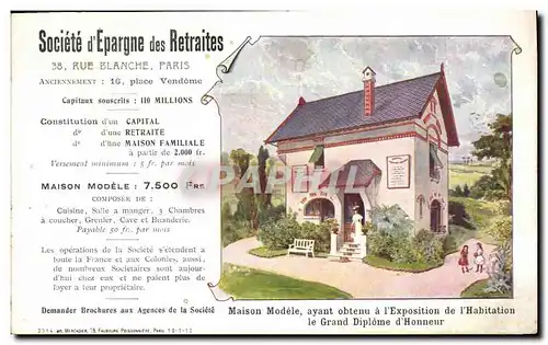 Cartes postales Assurance Societe d&#39Epargne des Retraites Rue Blanche Paris Maison modele