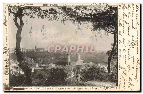 Cartes postales Assurance Fougeres Eglis St Leonard et le chateau Societe Suisse Winterthur