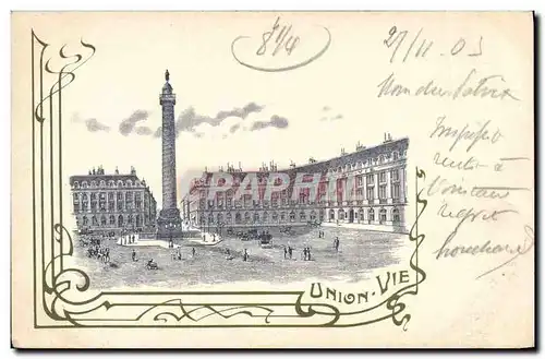 Cartes postales Assurance Union Vie Plaec Vendome Paris
