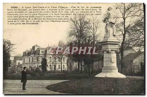 Cartes postales Banque Sens Le square Jean Cousin et la Caisse d&#39Epargne