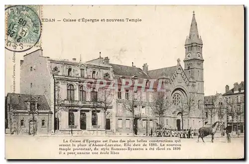 Cartes postales Banque Caisse d&#39Epargne et nouveau temple Sedan