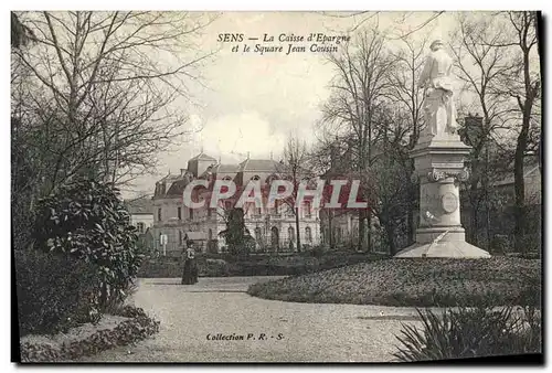 Cartes postales Banque Sens La Caisse d&#39Epargne et le square Jean Cousin