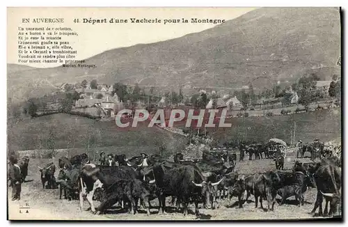 Ansichtskarte AK Folklore Auvergne Depart d&#39une vacherie pour la montagne Vaches