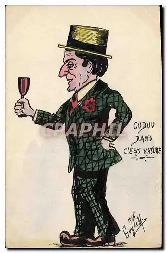 Cartes postales Dessin a la main Homme Alcool